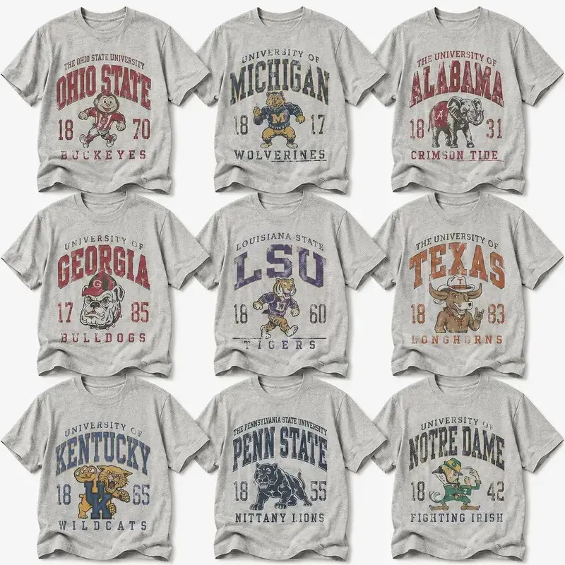 Vintage Football Fan Apparel Retro Mascot Stadium Graphic T-Shirt Distressed College Spirit Tee Game Day Shirt Classic Sports Gift for Men Women Unisex Everyday Athletic Clothing 2