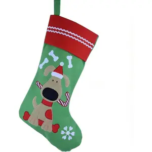 Lovely Embroidered Dog Christmas Puppy Stockings Ideal Xmas Holiday Party Gifts for Puppies Pet 16-Inch Long