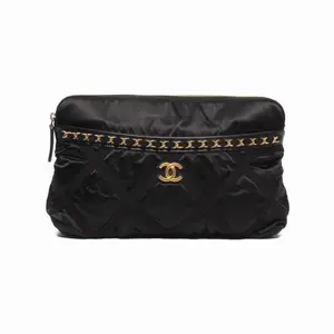 Pre-owned CHANEL As Shown Mini Bags Black Nylon CC Cosmetic Pouch ITM02MGX3RV0