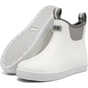 Waterproof Ankle Rain Boots with Anti-Slip Sole, Women's Deck Boots, Rubber Garden and Fishing Boots for Boating, Camping, Farming, and Outdoor Activities – Black Onyx Shoe Walking Shoes