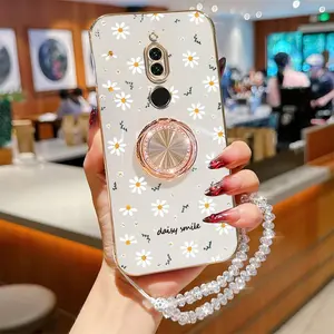 Crystal Jewelry Strap Lanyard Redmi 8 Impact Resistant Plating Phone Holder Case Compatible With for Xiaomi Redmi 8 Sunshine Healthy Daisy Case Cover for Popular