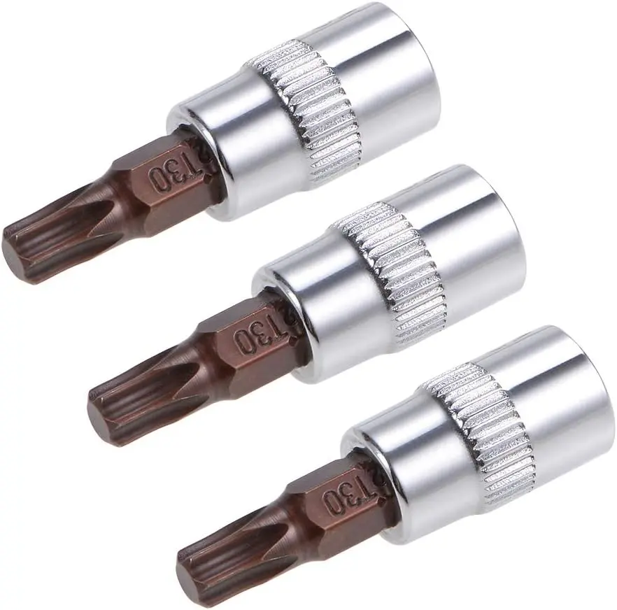 3 count 1/4" Drive x T30 Torx Bit Socket, S2 Steel Bits CR-V Sockets 38mm Length Use with Ratchet Wrench, Slide Bar, Extension Rod