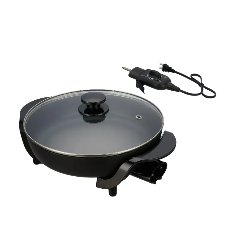 12" Round Nonstick Ceramic Electric Skillet - 1200W, Removable Temperature Control, Dishwasher Safe