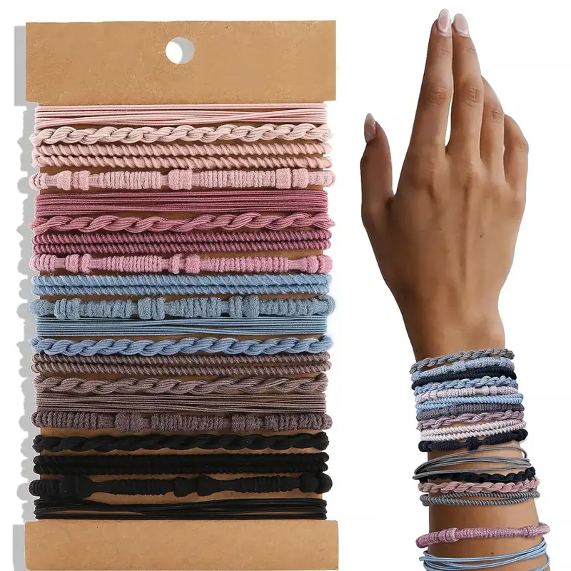 Boho Style Hair Tie (20pcs), Elastic Hair Ties, Minimalist Hair Accessories Set, Suitable for Thick Hair, Fashionable Hair Accessories for Party & Daily Wear, Hair Rubber Bands, Scrunchies, Bulk Hair Ties #GLOBAL PICKS
