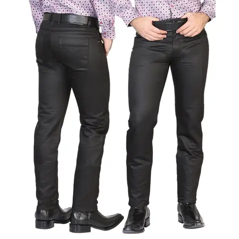 Men's Plain Black Centenario Modern Bootcut Casual Pants - Cotton, 3% Spandex Flex, Mensfashion Bottoms, MON-5601