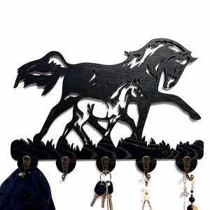 Horse-Shaped Animal Themed Wooden Wall Hook, 5-Hook Design, Ideal for Home & Office Decor Use, Perfect for Gifts