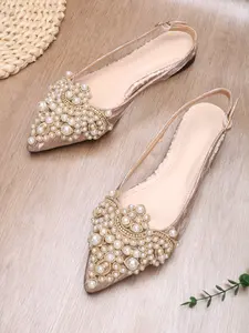 Women's Pearl Buckle Sandals, Classy Sandal, Comfortable French Style Slip-On Shoes, Outdoor Party Versatile Slippers, Elegant Flat Heel Footwear