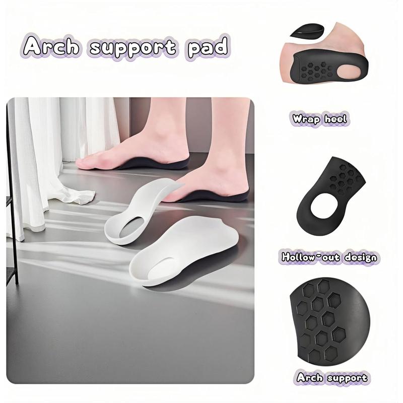 Arch Support Insoles for Men and Women - Plantar Fasciitis Relief, Flat Feet Orthotic Inserts for Over Pronation, High Arch, Heel Pain - Sport & Work Shoe Insoles, Black and White, 2 Pairs