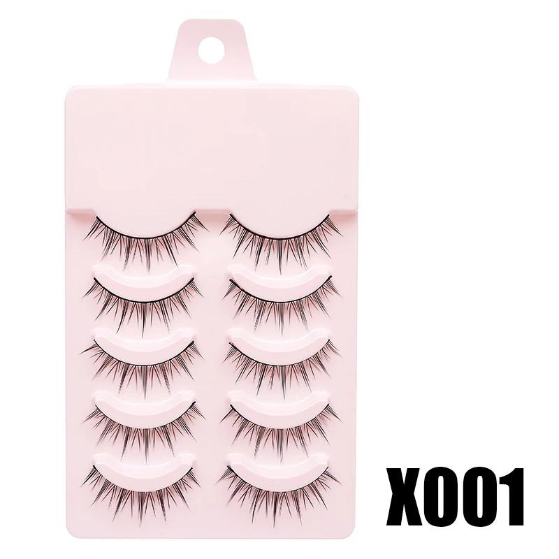 Fake Eyelash Anime Lashes 5 Pairs Little Devil Eyelashes Natural Daily Makeup Manga Eyelashes Clear Band Eyelashes