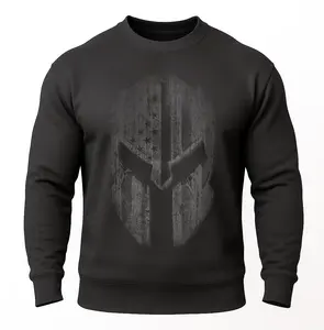 Spartan USA Flag Sweatshirt Distressed Patriotic Crewneck Warrior-Style Pullover for Men & Women Soft Warm Mid-Weight Fleece Classic Fit Ribbed Cuffs & Waistband Ideal for Fall Winter & Outdoor Wear