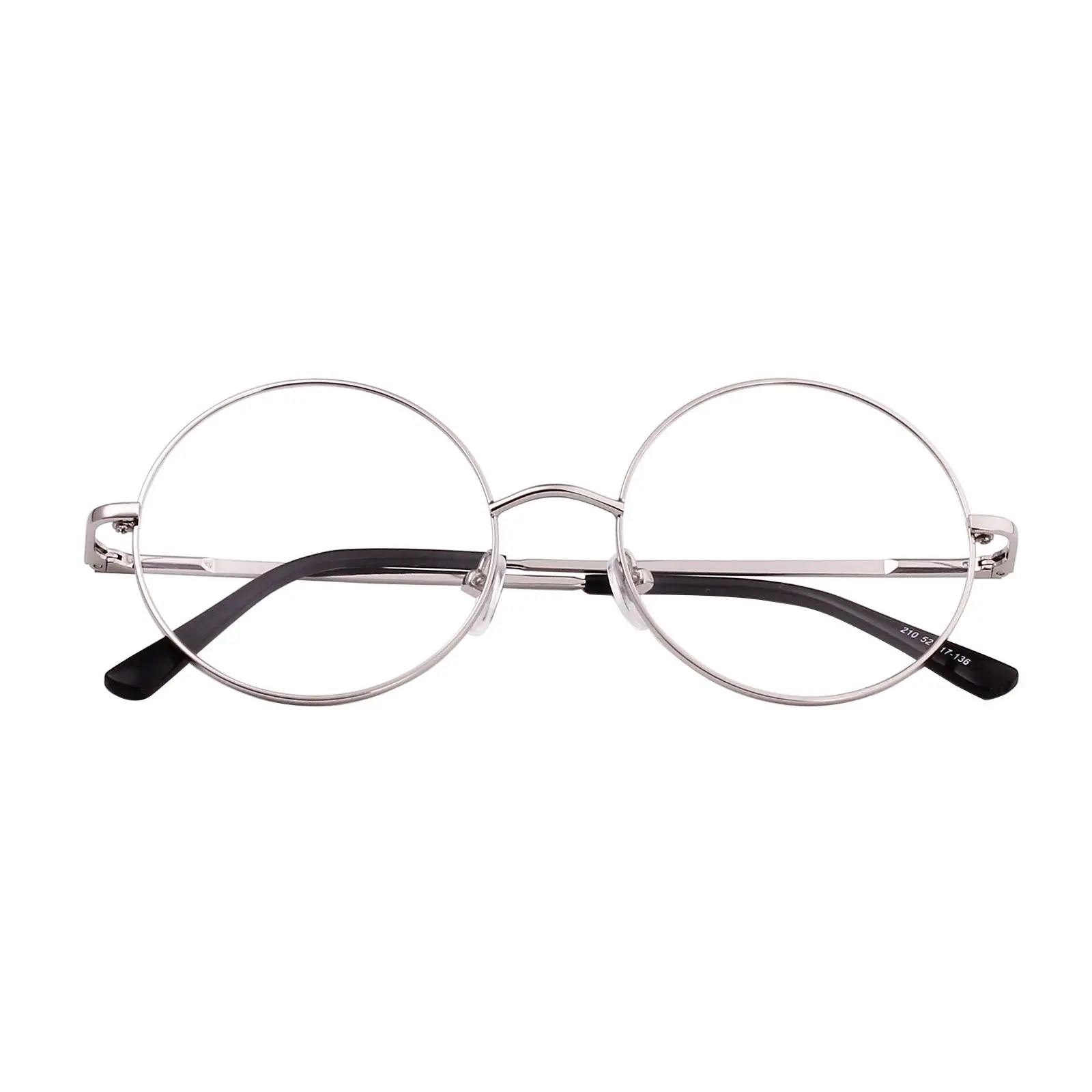 Retro Round Metal Non-prescription Eyeglasses Frame With Spring Hinge Clear Lens