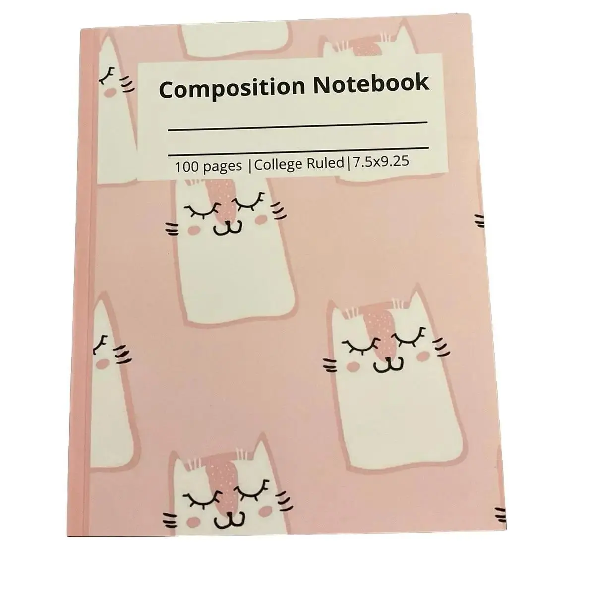 Pink Cat College Ruled Composition Notebook with 100 Pages for Teens, Women, Getting Back to School, College, Office Work and Personal Use