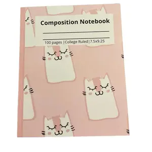 Pink Cat College Ruled Composition Notebook with 100 Pages for Teens, Women, Getting Back to School, College, Office Work and Personal Use