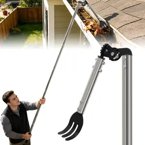 CKLT Adjustable Length Gutter Cleaning Tools from the Ground with Gutter Rake,8.5 FT/12FT/15.5FT Optional for Leaves, Muck and Roof Debris