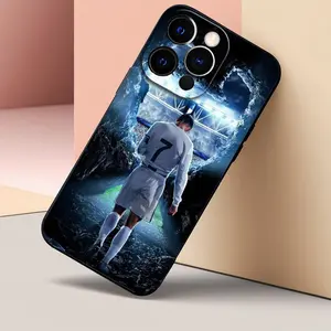 A silicone phone case with player Ronaldo pattern design, Suitable for iPhone 11, 12, 13, 14, 15, 16, 17 PIUS, Pro, and Promax