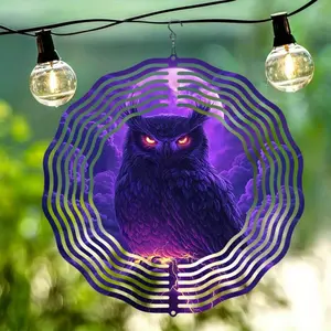 3D Metal Mandala Owl Design Wind Chime, Exquisite Outdoor Decor for Garden, Patio & Yard, 360° Swivel Hook, No Power, Quick & Easy Hanging