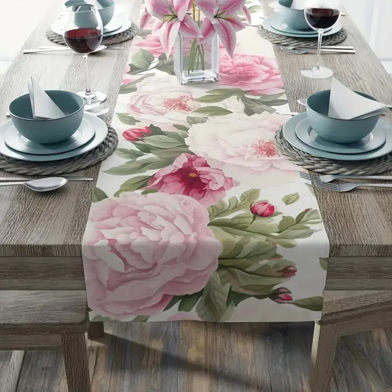 Bohemian Watercolor Floral Table Mat, Colorful Printed Tablecloth, Waterproof and Stain Resistant, Perfect for Parties and Home Decor