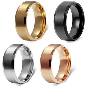 OIDEA Men's 8mm Stainless Steel Plain Polished Black Comfort Fit Wedding Band, Classic Engagement Ring, Birthday & Anniversary Gift Rings,summeroutfits,vacationoutfits,beachoutfits