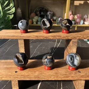 Natural Crystal Black Agate Sphere Collection