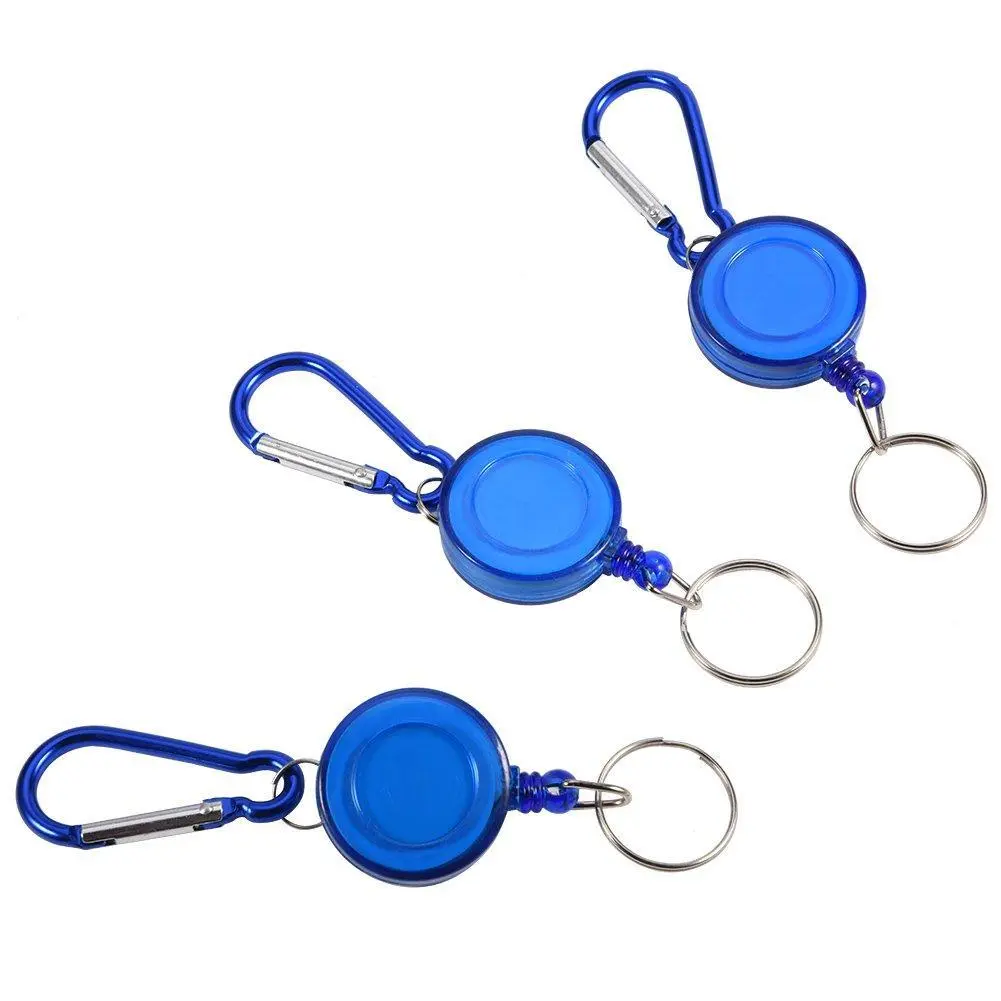 3PCS Fly Fishing Zinger Retractors, Fly Fishing Tool Nylon Cord Stopper Retractable Ring Reel Holder Key Chain for Fishing Climbing Hiking Outdoor Sports
