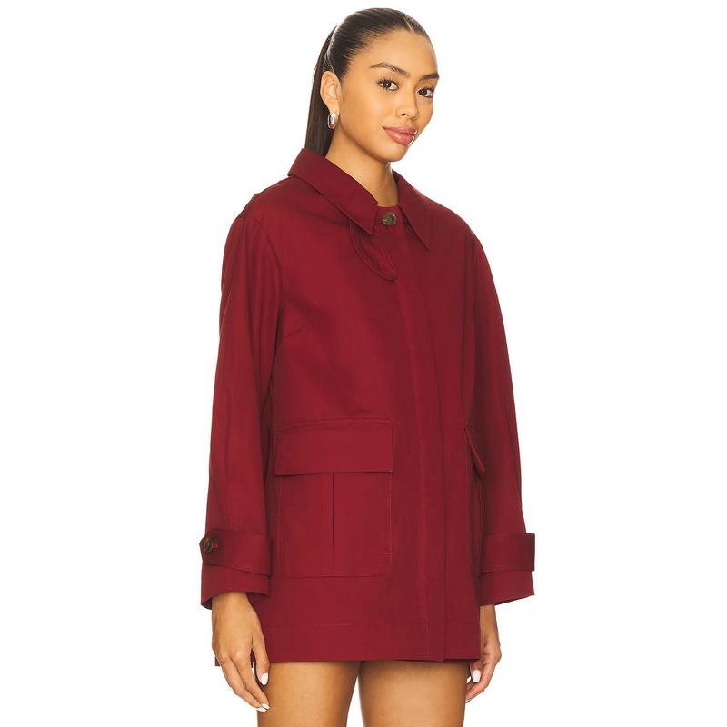 MATTHEW BRUCH Cargo Barn Jacket in Burgundy Cotton Twill