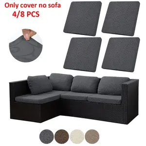 4pcs/8pcs High Elasticity Outdoor Sofa Cushion Covers, Soft Washable, Fashionable, Indoor Outdoor Use, All Seasons Sofa Covers