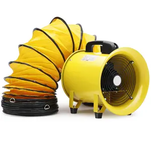 GARVEE Heavy Duty Blower Fans: 10" & 8" Options with Duct Hoses (16.4FT & 33FT), 195W-380W Power, 1070-1893 CFM Airflow for Efficient Ventilation in Home & Job Sites, Durable Design, Yellow Finish.