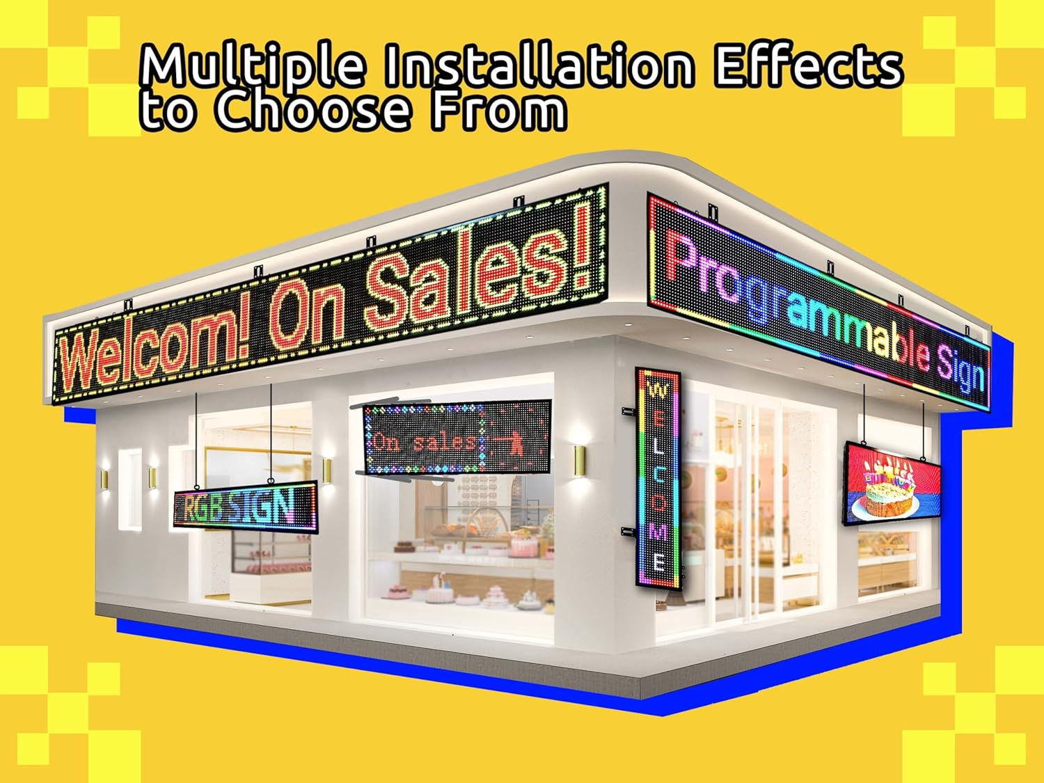 P3 Images Video Led Signs LED Display, IP65 Waterproof Outdoor Programmable Scrolling LED Sign, WIFI & USB Control, Adjustable Brightness