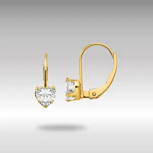 14K Gold Madi K CZ Heart Leverback Earrings Model-SE2154