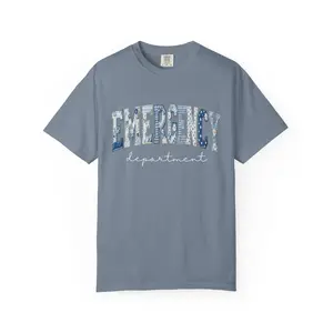 Comfort Colors Floral ER Nurse TShirt, Emergency Department Tee