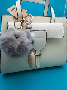 Fluffy Donkey Pom-Pom Shell Keychain