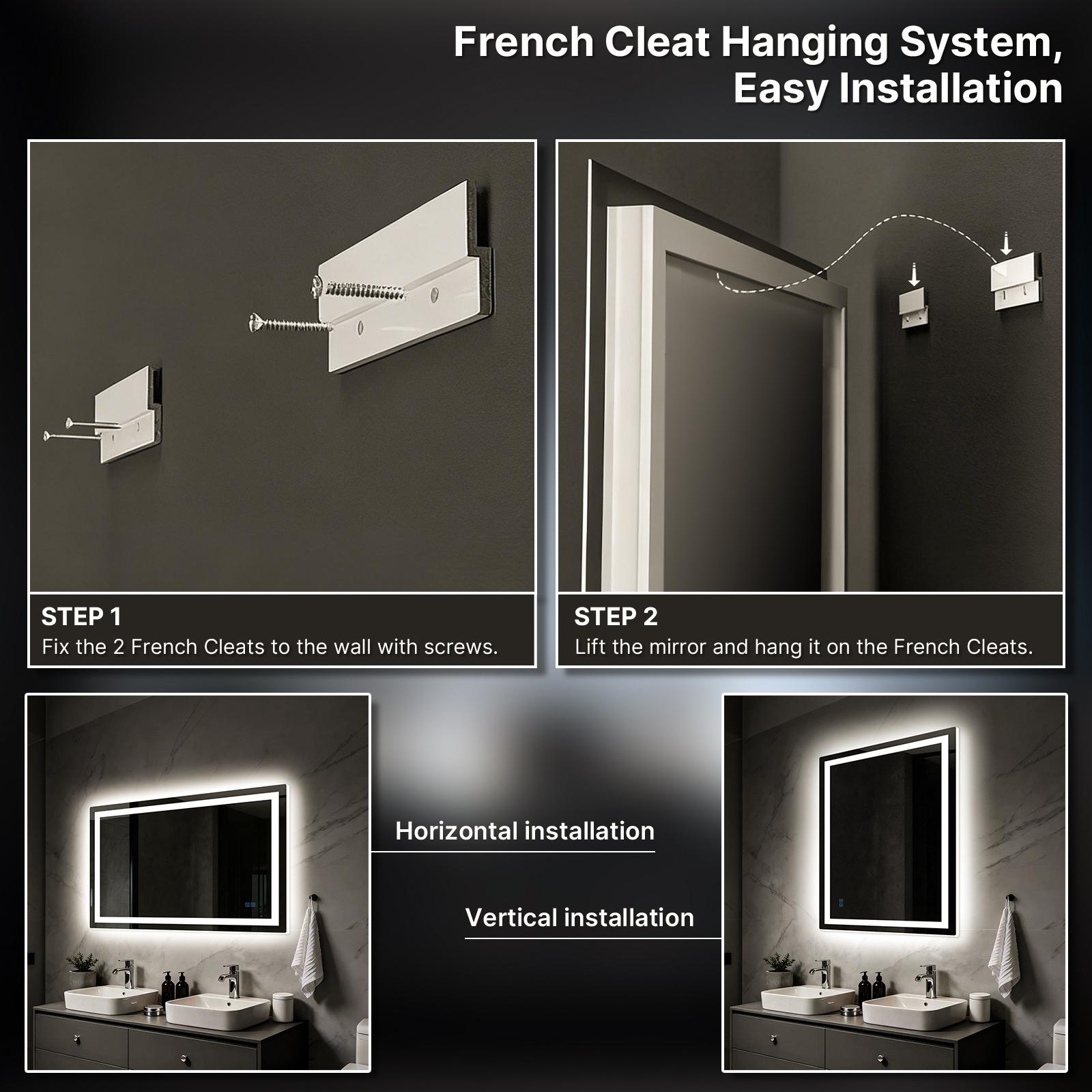 HYPERLITE Dimmable Brightness Bathroom Mirror Lights, 36*28 inches Anti-Fog Function Vanity Mirror Memory Setting LED Wall Mirror , Shatter-Proof Tempered Glass, Modern Illuminated Mirror for Bathroom Dressing Area SpringGlowUp 48*32 60*36 32*24 36*24