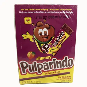 De La Rosa Pulparindo Chamoy Apricot Flavor Tamarind Candy Bars 20 Count, 10 oz – Hot & Salted Mexican Candy with Real Tamarind Fruit