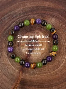 Natural Tiger Eye Agate Healing Crystal Bead Bracelet, Chakra Energy Natural Stones Jewelry Gift for Women Men, Autumn Atmosphere Spiritual Accessory