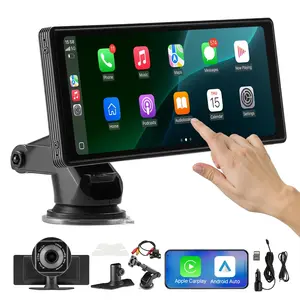 fathersdaygift  VEVOR Wireless Car Stereo, 10-Inch HD Portable Radio Touch Screen with Apple CarPlay and Android Auto, CarPlay Screen with Front Backup Cameras, Voice Control, Mirror Link, Bluetooth, GPS Navigation