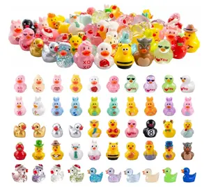Assorted Mini Resin Duck Figurines 100 Pack, Mixed Styles & Colors Tiny Ducks to Hide, Little Ornaments, Miniature Animals for Fairy Garden, DIY Crafts, Micro Landscape & Desk Décor