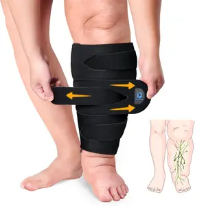Adjustable Calf Lymphedema Compression Wrap For Big Swollen Lower Leg - with 6 Cross Straps (Regular-L)