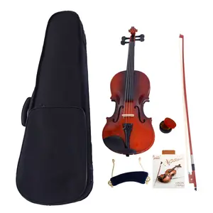 Name 1/2 Size Acoustic Violin Complete Set Coffee Color Maple Body Steel Strings with Case Bow & Accessories for Young Learners and Adults