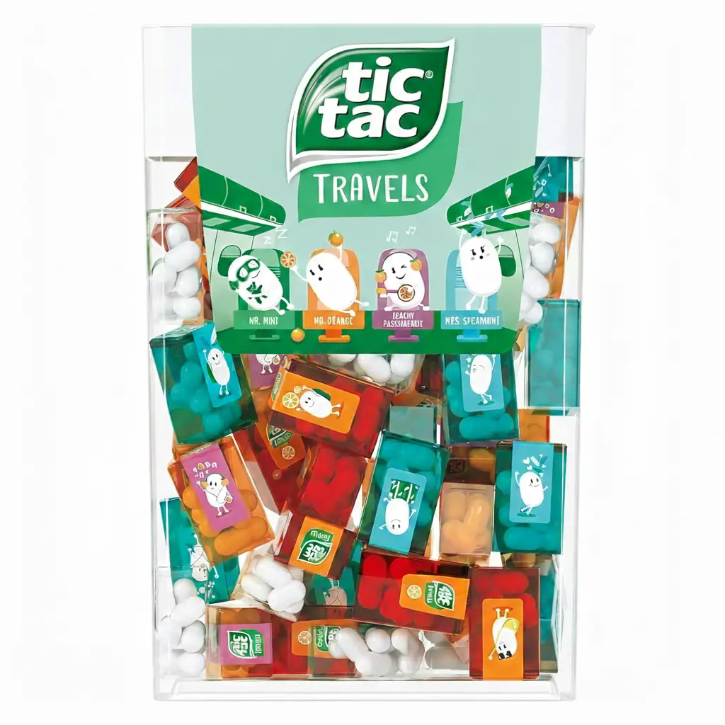 Box with 60 Mini Boxes (Mint, Orange, Spearmint, Peach and Passion fruit) 234g by Tic Tac Candy Assortment Sweet
