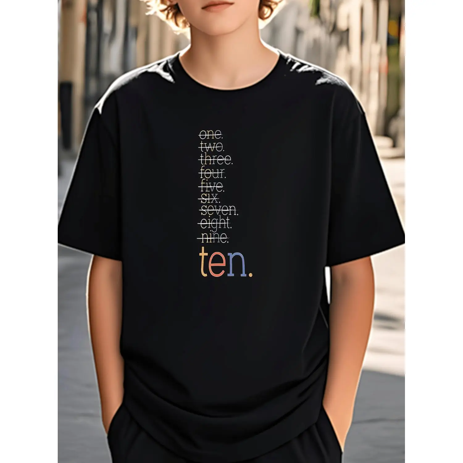 Boys' and Teenagers' T-Shirt, Fashionable "Letter" Print Short Sleeve, Suitable for Indoor and Outdoor Casual Play and Sports, Summer Trendy Top, Ideal for Parties, Vacations, and Various Occasions, Back-to-School Top