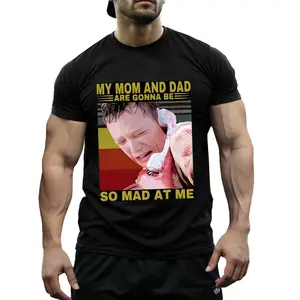 Scream Movie Graphic Cotton T-Shirt - "My Mom & Dad Are Gonna Be So Mad At Me" Horror Print Tee - Breathable Moisture-Wicking Crew Neck Top for Men & Women - Casual Running Training Beach Party Shirt, Comfortable Fit