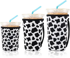 3 Pack  Iced Coffee Sleeves for Iced Coffee Cups or Drinks  Neoprene Insulated Sleeves for Hot and Cold Drinks from , Dunkin, And More (Cows)