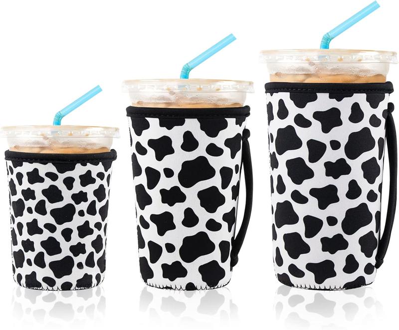 3 Pack  Iced Coffee Sleeves for Iced Coffee Cups or Drinks  Neoprene Insulated Sleeves for Hot and Cold Drinks from , Dunkin, And More (Cows)