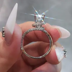 Jzora 925 Sterling Silver Moissanite Ring 1ct round cut wedding ring