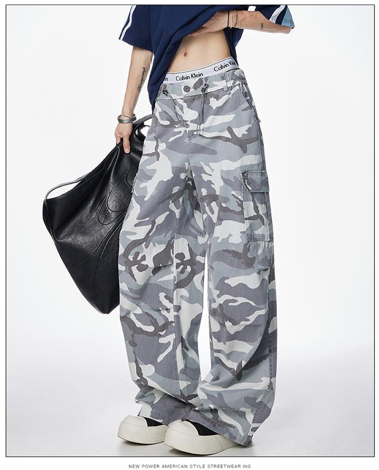 Camouflage Pants Unisex, Spring and Autumn Cotton Straight Loose Large Size Work Pants, Trendy Versatile Wide Leg Casual Long Pants Slimming