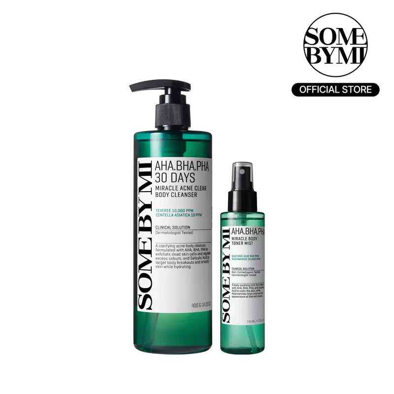 Body Acne Treatment Set - Korean Skincare - AHA BHA PHA & Niacinamide Kit to Fade Dark Marks, Hyperpigmentation & Body Odor - Clear Skin Routine