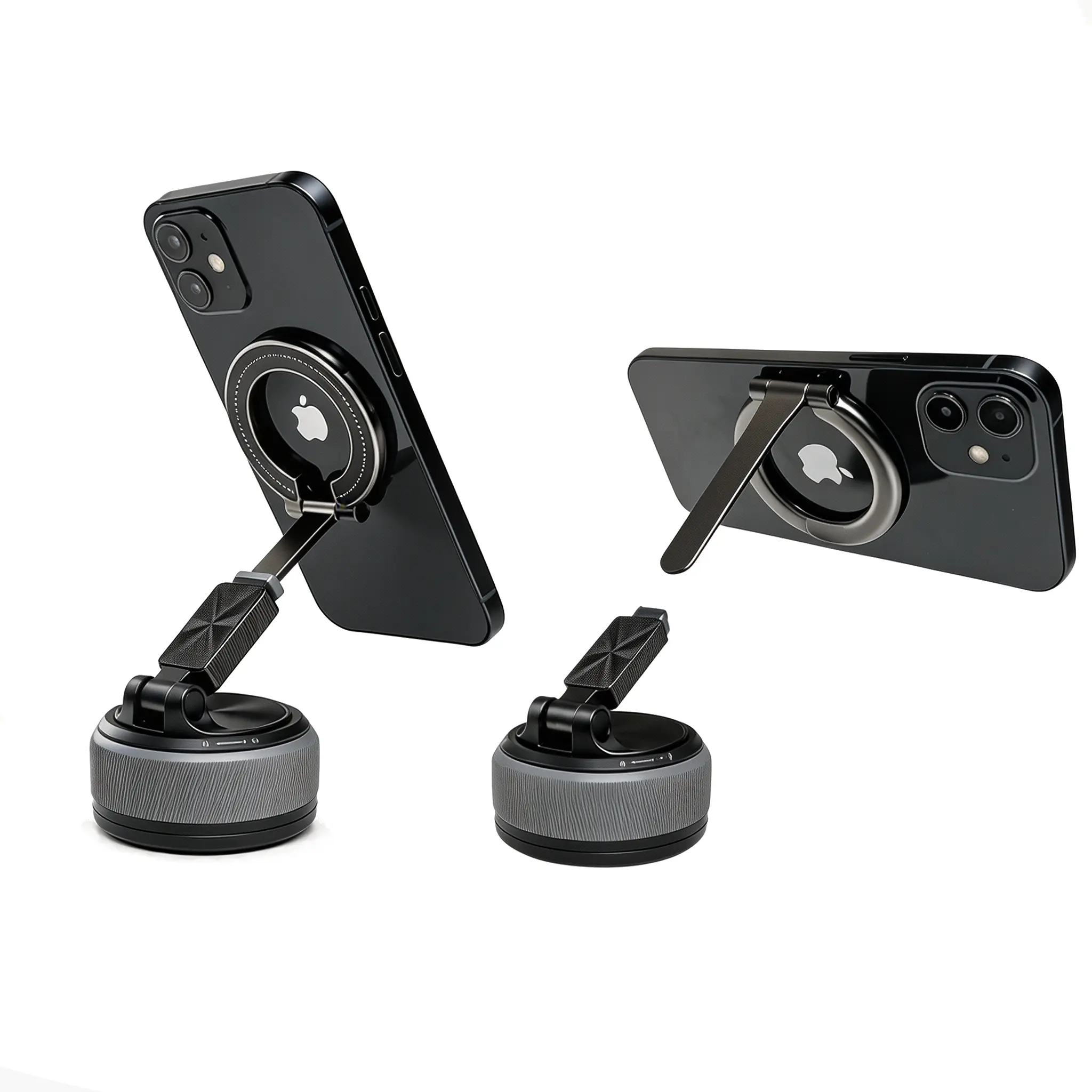 Moiuyrts Summer Sale Detach 2-IN-1 Magnetic Car Phone Mount, Vacuum MagSafe Car Phone Holder with 360° Rotation, Strong Suction Cup Dashboard Windshield Portable Ring Holder for iPhone, Android and All Smartphones Cellphone Stand