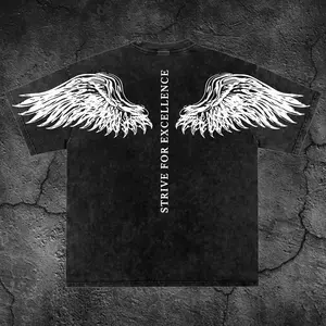 Angel Wings Gym Oversize Washed T-shirt, Gym Apparel, Workout Wear, Training Men's Top, Aesthetic Shirt, Discipline, Strength, Focus