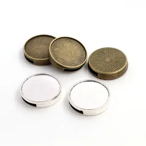 10pcs 20mm Inner Size Antique Silver Plated Colors Square Cabochon Base Cameo Setting Charms Pendant For 10 mm Leather Bracelet