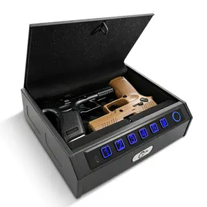 Biometric Gun Safe for Pistols(Handgun) - Fingerprint Handgun Safe for Nightstand, Quick Access Pistol Lock Box with PIN Keypad & Keys, Portable Firearm Storage for Home Car Office